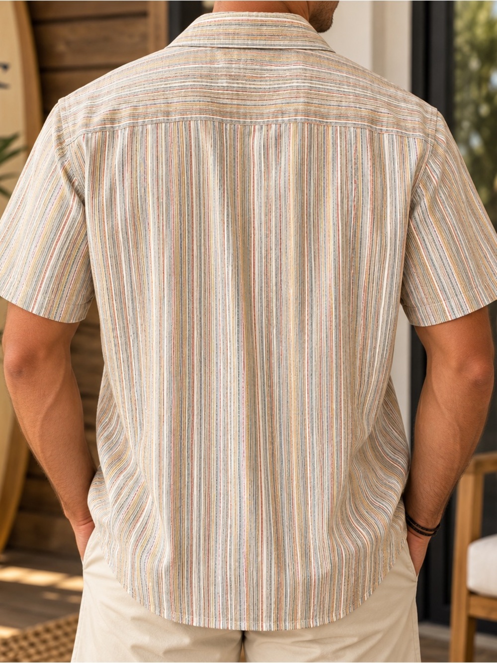 Medium | O’Neill | Golden Striped Button-Up Shirt Organic Cotton - Picture 2 of 7